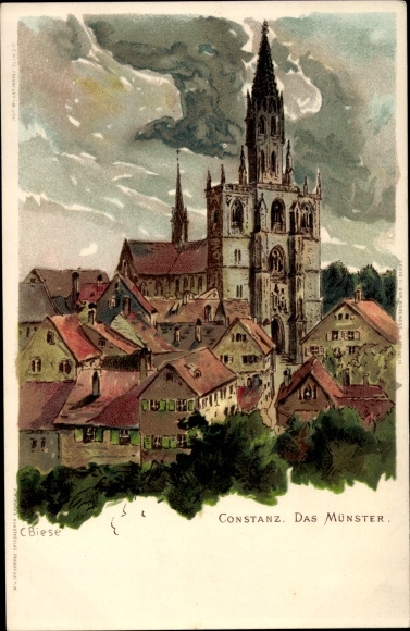 Artist Chromo-Litho Biese, C., Konstanz am Bodensee, Münster