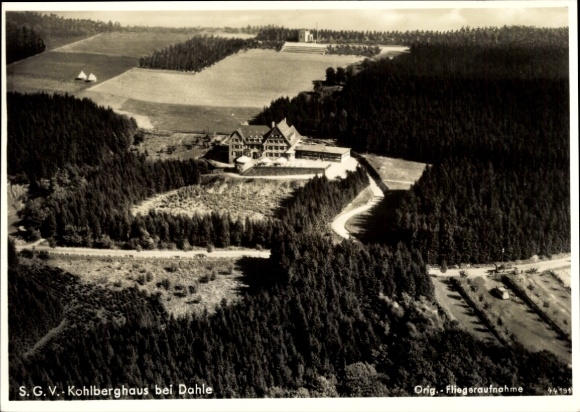 Postcard Dahle Altena in Sauerland, Kohlberghaus, aerial photograph