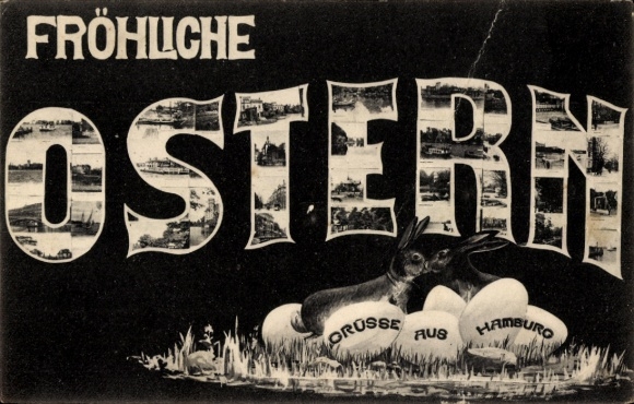 Letters Postcard Hamburg, Happy Easter, Rabbits, Easter Eggs, Thumbnails
