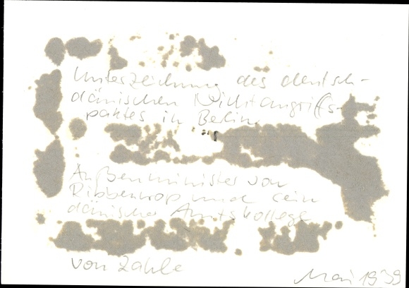 Photo Hoffmann, German Danish Non-Aggression Pact, Berlin, von Ribbentrop, von Zahle, May 1939