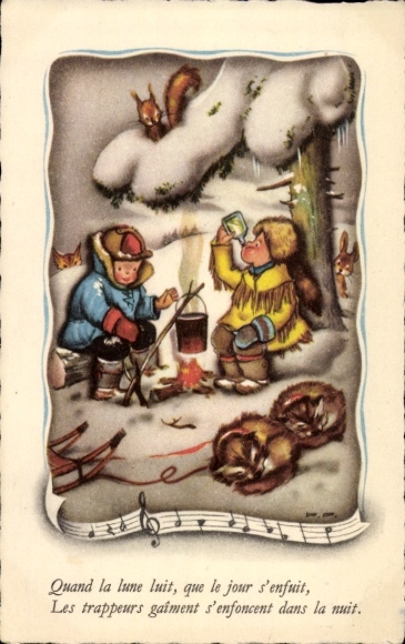 Song Postcard Quand la lune luit, que le jour s'enfuit