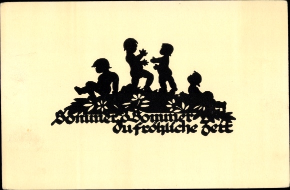 Paper cut Postcard Schwindt, AM, summer, summer, you happy time, children