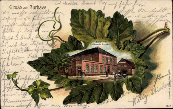 Weinblatt Chromo-Litho Burhave Butjadingen Wesermarsch, hotel to the iron chancellor