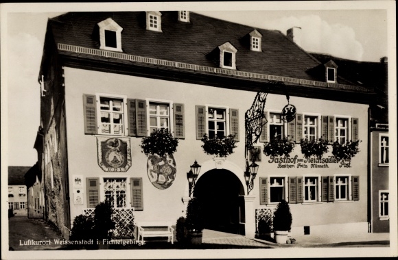 Postcard Weißenstadt im Fichtelgebirge, Gasthof Reichsadler, old post office