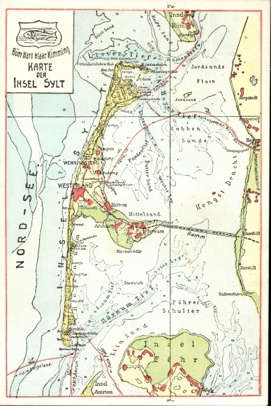 Maps PC Island of Sylt in North Friesland, Hengst Dracht, Island of Foehr, Hörnum Deep