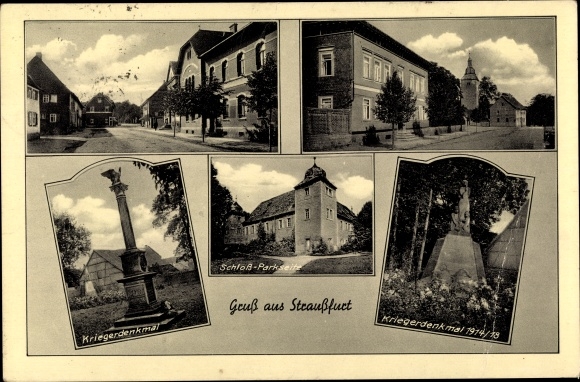 PC Straußfurt in Thuringia, castle, war memorial, street sections
