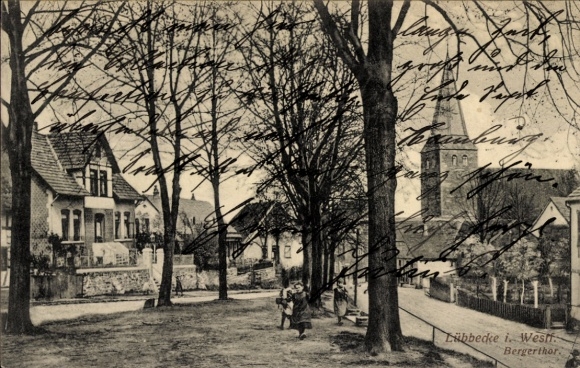 Postcard Lübbecke in Westphalia, Bergerthor, Church
