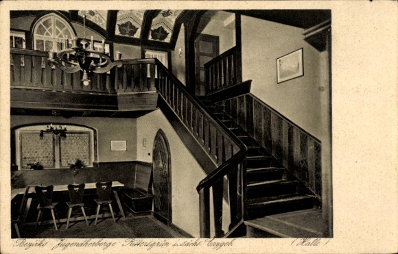 Ak Rittersgrün Breitenbrunn Erzgebirge, District Jeugdherberg, Hal, Trap