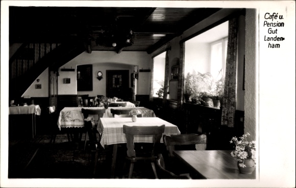 Foto Ak Landenham Babensham in Oberbayern, Cafe Pension, Innenansicht