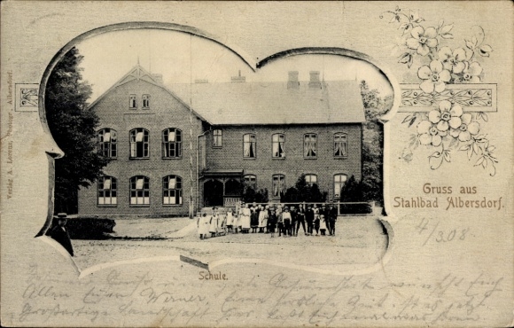 passe-partout Ak Albersdorf in Dithmarschen, Stahlbad, buitenaanzicht van de middelbare school