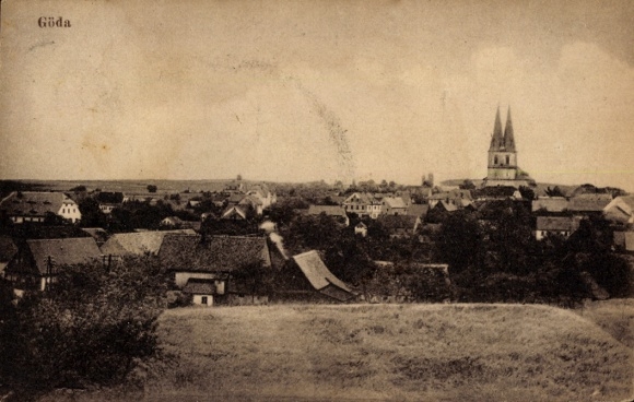 Ak Göda Oberlausitz, uitzicht over de stad, kerk