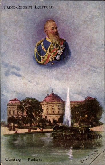 Artist PC Donaldini, AE, Würzburg am Main, Lower Franconia, Prince Regent Luitpold of Bavaria, residence