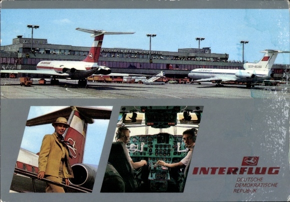 PC Schönefeld near Berlin, airport, Interflug, passenger plane, cockpit, pilots