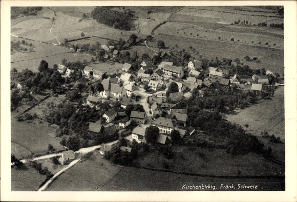 Ak Kirchenbirkig Pottenstein in Oberfranken, Fliegeraufnahme