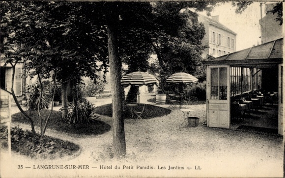 CPA Langrune-sur-Mer Calvados, Hôtel du Petit Paradis, Les Jardins
