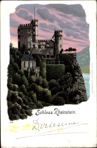 Chromo-Litho Trechtingshausen am Rhein, Burg Rheinstein, Castle