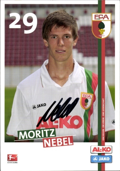 Autogrammkarte Fußballer Moritz Nebel, FC Augsburg, Autogramm