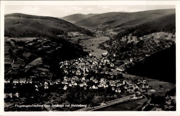 Postcard Schönau near Heidelberg Odenwald, aerial photograph