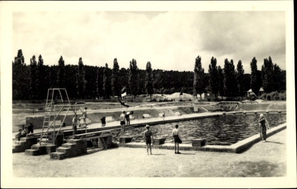 Postcard Bad Freienwalde an der Oder, swimming stadium