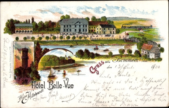 Litho Bommern Witten an der Ruhr, Hotel Bellevue