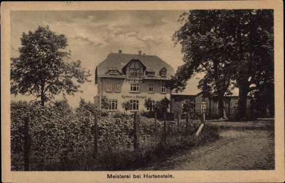 Postcard Hartenstein in the Erzgebirge of Saxony, inn and summer retreat