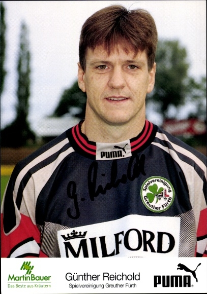 Autograph card coach Günther Reichold, SpVgg Greuther Fürth, autograph