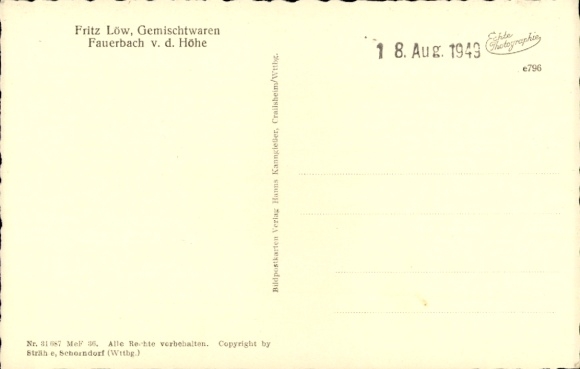 Postcard Fauerbach in front of the Butzbach heights in the Taunus region of Hesse, aerial photograph, Fritz Löw General Goods