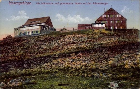 Postcard Malá Úpa Kleinaupa Giant Mountains Region Hradec Králové, Sněžka, Bohemian and Prussian Chalet