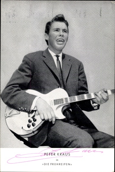 Ak Schauspieler Peter Kraus, Portrait, Autogramm, Film Die Frühreifen, Gitarre