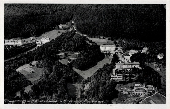Postcard Kandern Württemberg, Luisenheim and Friedrichsheim, aerial photograph
