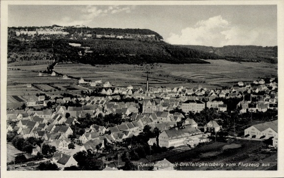 Postcard Spaichingen in Württemberg, aerial view of Dreifaltigkeitsberg, rural surroundings