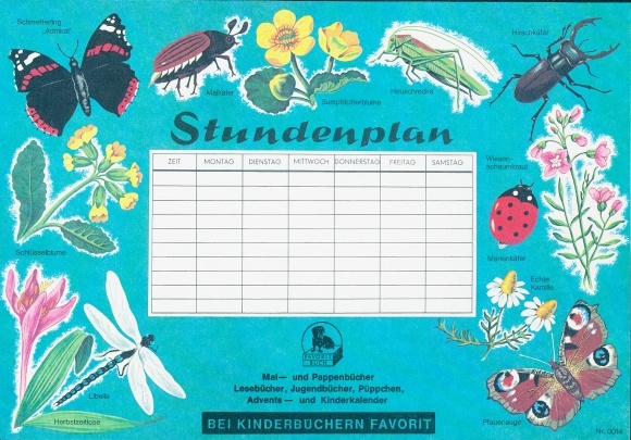 Timetable Favorite Book, Butterfly Admiral, Primrose, Dragonfly, Autumn Colchicum