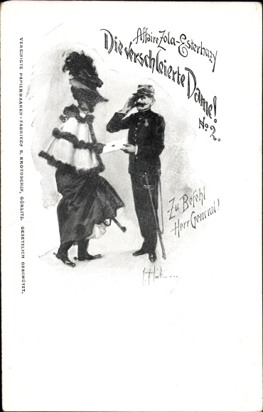 Artist Postcard Affaire Zola Esterhazy, The Veiled Lady, Dreyfus Affair