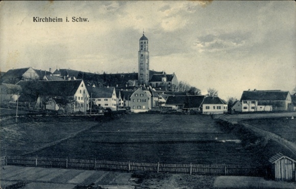 Postcard Kirchheim in Schwaben, partial view