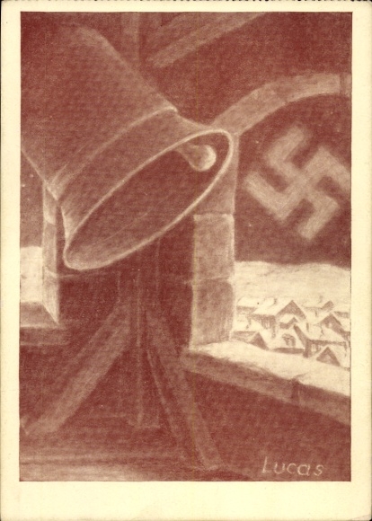 Künstler Ak Lucas, Fröhliches Neujahr, Glocke, Hakenkreuz