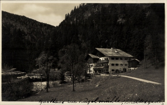 Ak Marktschellenberg in Bayern, Gasthaus und Pension zur Kugelmühle, Wald