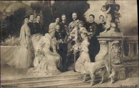 Artist PC Keller, F., Imperial Family, Kaiser Wilhelm II., Crown Prince Wilhelm, Empress Augusta