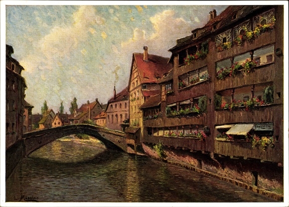 Artist PC Mößler L., Nuremberg, houses adMuseumsbrücke