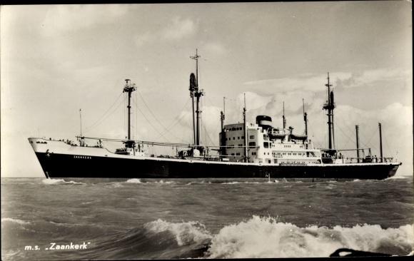 Postcard MS Zaankerk, NV Nederlandse Tank- en Paketvaart Mij.