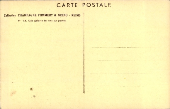 Postcard Reims Marne, Champagne Pommery & Greno, Une galerie de vins sur pointe