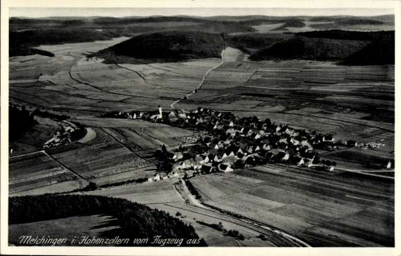 Postcard Melchingen Burladingen in the Swabian Alb, aerial photograph