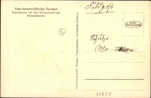 Postcard Bautzen in Lusatia, view of the city from the Scharfenweg, old water art, Michaeliskirche