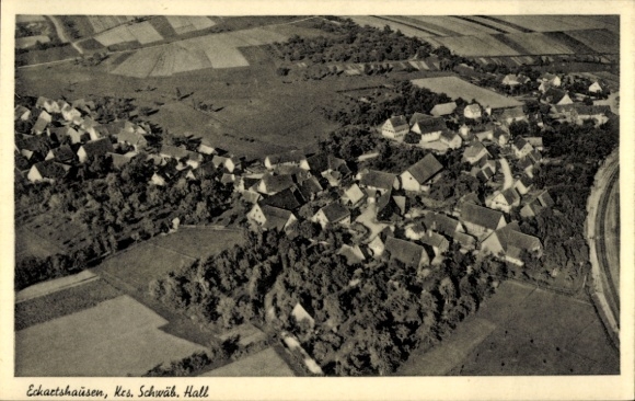 Postcard Eckartshausen Ilshofen in Württemberg, aerial photograph