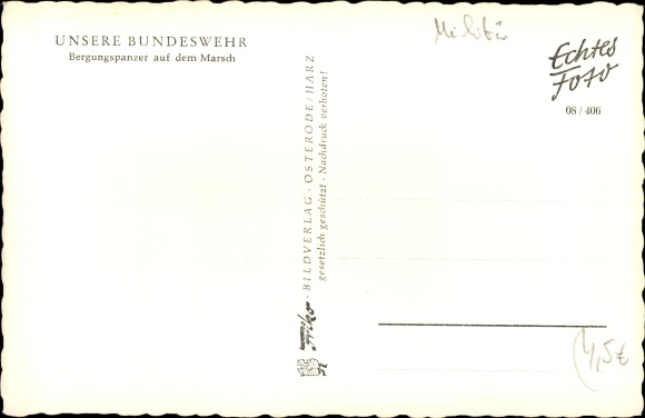 Postcard Deutsche Bundeswehr, salvage tanks on the march