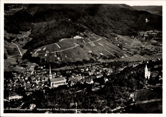 Postcard Kappelrodeck in the Black Forest, aerial photograph