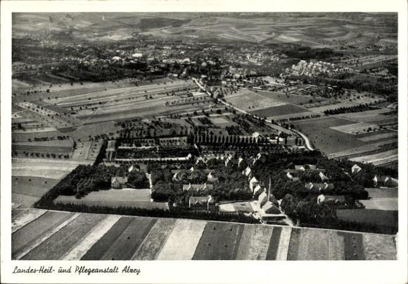 Postcard Alzey in Rheinhessen, State Hospital and Nursing Home, aerial photograph