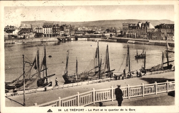 Ak Le Tréport Seine Maritime, Hafen und Bahnhofsviertel von Le Tréport