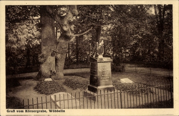 Postcard Wöbbelin in Mecklenburg, grain grave