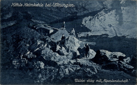 Postcard Uftrungen South Harz, Heimkehle cave, Wilder Stieg with alpine landscape