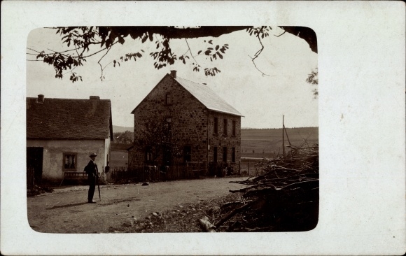 Fotokartka Münstermaifeld nad Mozelą, część ulicy, domy, rok prod